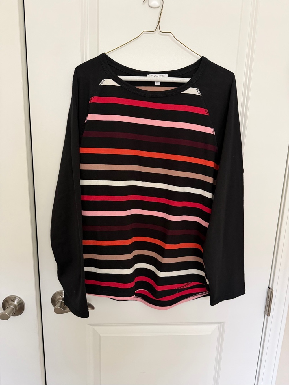T by Talbots Striped Raglan Long-Sleeve Top